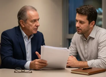 Advogado experiente orientando cliente em São Paulo sobre a complexidade de provar um acordo verbal na justiça trabalhista com documentos indiretos.
