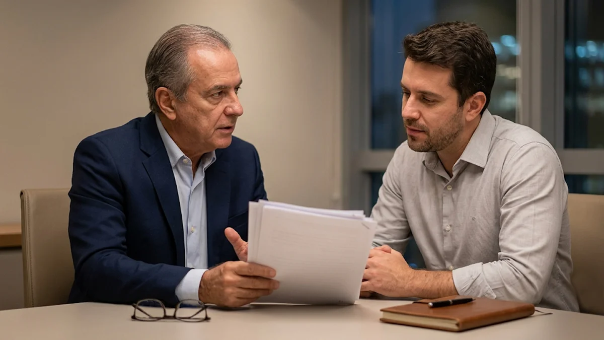 Advogado experiente orientando cliente em São Paulo sobre a complexidade de provar um acordo verbal na justiça trabalhista com documentos indiretos.
