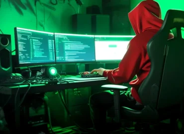 Hacker usando seu computador para aplicar golpes digitais