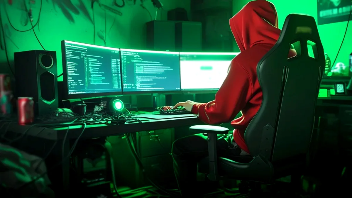 Hacker usando seu computador para aplicar golpes digitais