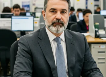 Homem atendendo alguém em um banco simbolizando o impedimento de abrir conta em um banco