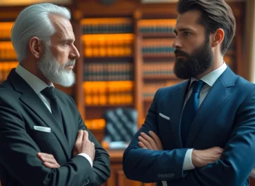 dois advogados em discussão sobre desbloqueio de valores em contas judiciais