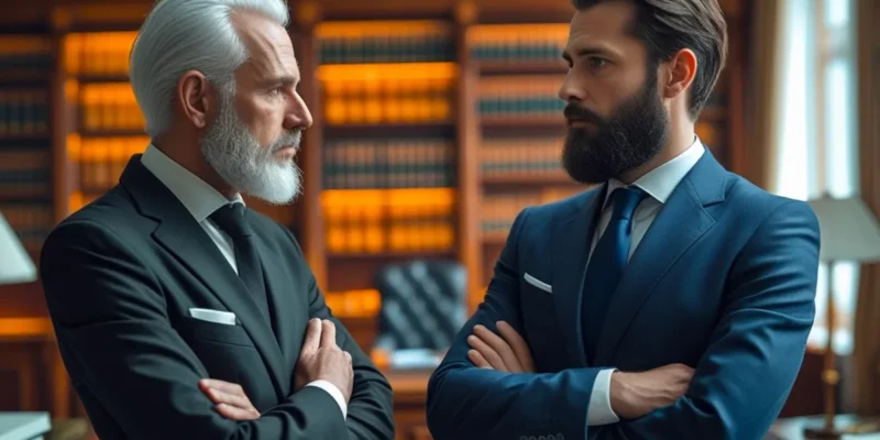 dois advogados em discussão sobre desbloqueio de valores em contas judiciais