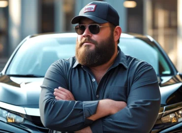 Homem e um carro desfocado ao fundo, simbolizando os riscos de um acordo informal na venda de veículos.