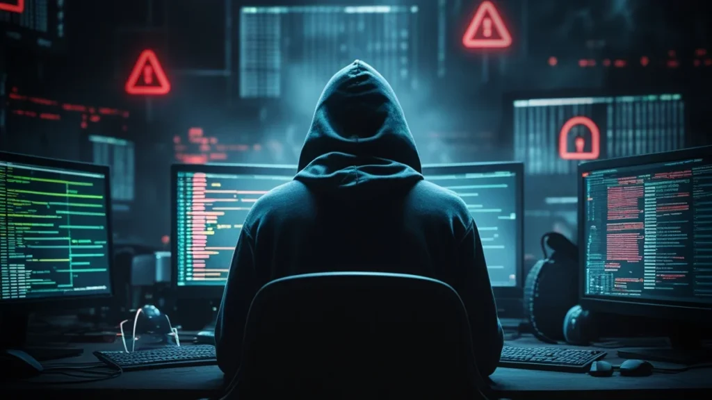 Homem misterioso usando internet representando a ação contra crimes de ódio online