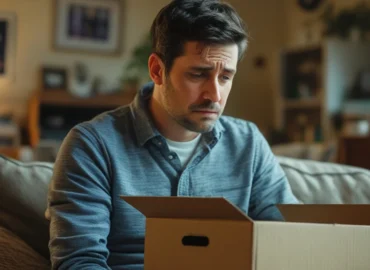 Cliente segurando encomenda do Marketplace simbolizando a dúvida sobre a proteção do consumidor em compras online sem documento fiscal.
