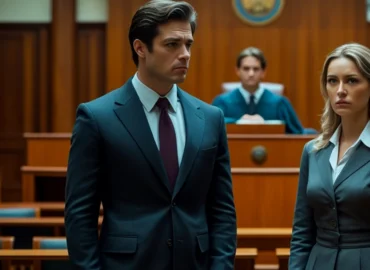 Um pai e uma mãe brigando no tribunal