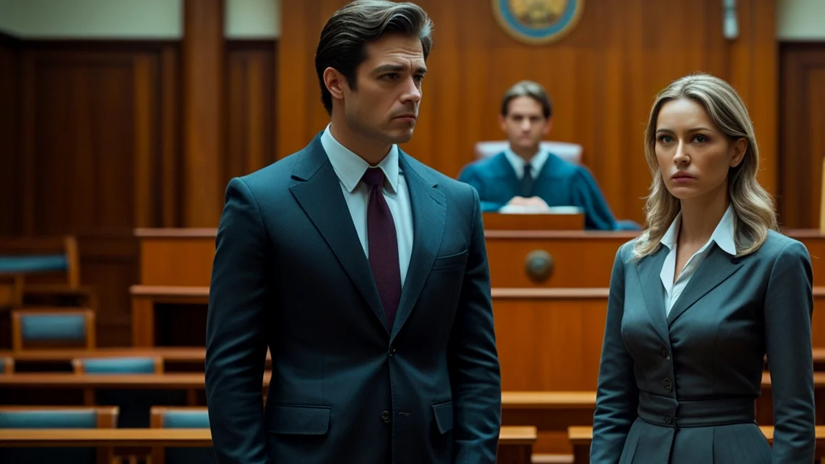 Um pai e uma mãe brigando no tribunal