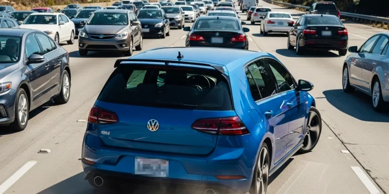 Carro dirigindo de forma perigosa no trânsito representando a dúvida entre infração e crime ao dirigir de forma perigosa no trânsito.
