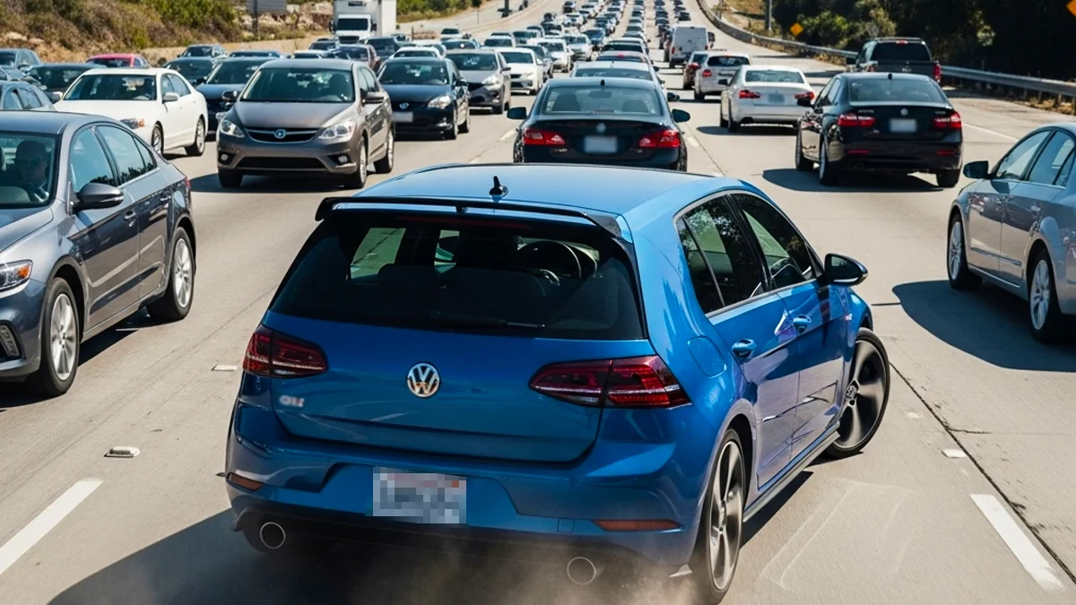 Carro dirigindo de forma perigosa no trânsito representando a dúvida entre infração e crime ao dirigir de forma perigosa no trânsito.