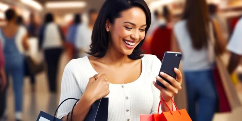 Mulher fazendo compras, simbolizando a venda de produtos sem imposto.