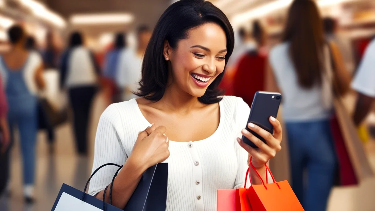 Mulher fazendo compras, simbolizando a venda de produtos sem imposto.