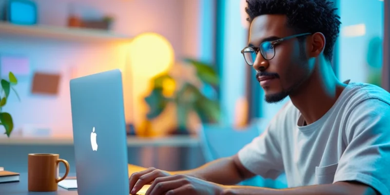 Uma pessoa olhando para um computador com ícones de segurança e um cadeado, simbolizando a proteção contra fraudes bancárias e a recuperação de valores perdidos.