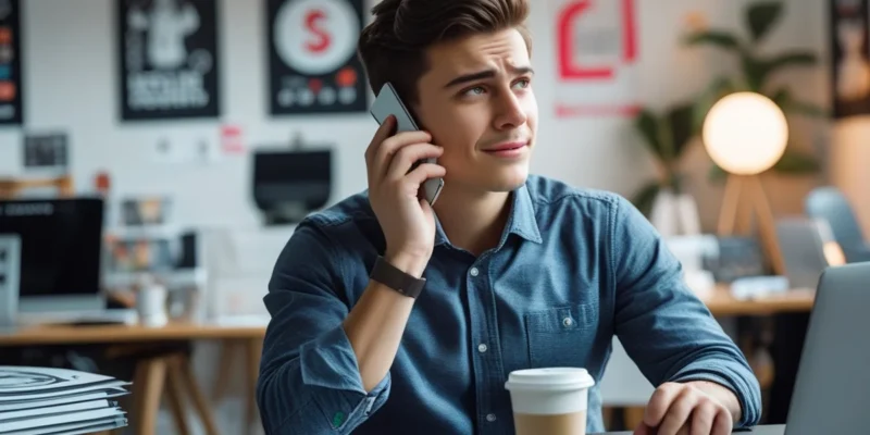 Um advogado especialista em direito do trabalho, com um notebook, explica para um trabalhador em home office os direitos e regras do teletrabalho, incluindo controle de jornada e reembolso de custos. A cena representa a consultoria jurídica para esclarecer dúvidas sobre os direitos do trabalhador remoto.