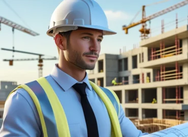 trabalhador com capacete e colete de segurança ouve atentamente, representando a busca por conhecimento sobre as obrigações da empresa com a proteção individual.