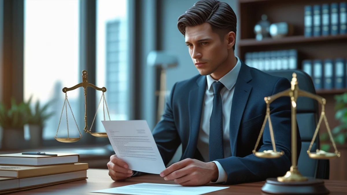 Imagem ilustrando um funcionário recebendo uma carta de demissão, com símbolos de balança da justiça e documentos ao fundo, representando a estabilidade no emprego e os casos em que um funcionário estável pode ser demitido.