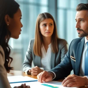 Advogado especialista analisando documentos de um divórcio internacional com um dos cônjuges morando no exterior, simbolizando a assessoria jurídica.