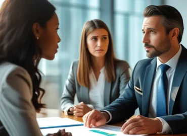 Advogado especialista analisando documentos de um divórcio internacional com um dos cônjuges morando no exterior, simbolizando a assessoria jurídica.