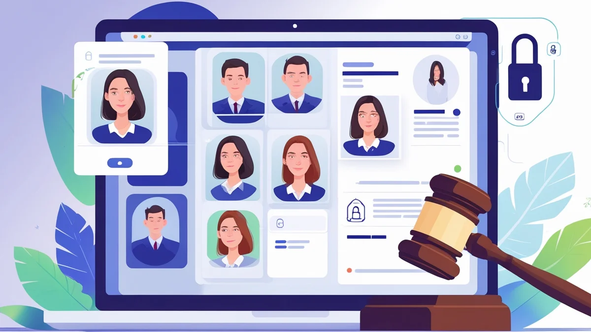 Imagem representando o roubo de identidade em ambiente digital, com fotos pessoais sendo usadas em um golpe online. Ilustração para artigo jurídico que ensina a vítima a como agir legalmente, coletar provas e buscar indenização por danos morais e uso indevido de imagem.