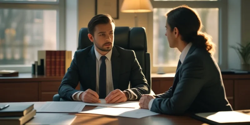 Advogado de família orientando cliente sobre como transferir carro de pessoa falecida após o inventário, mostrando os documentos necessários para o DETRAN.