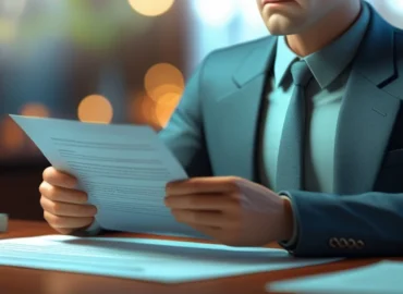 Advogado analisando contrato de financiamento de veículo com calculadora e óculos sobre a mesa, representando a revisão de cláusulas abusivas.