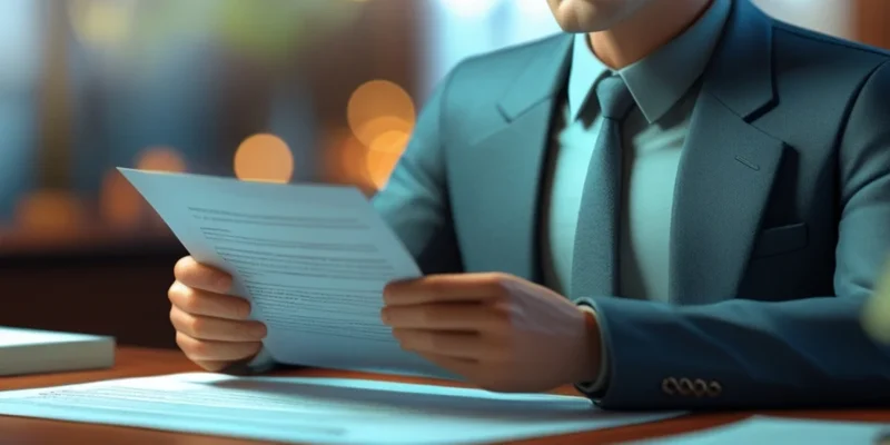 Advogado analisando contrato de financiamento de veículo com calculadora e óculos sobre a mesa, representando a revisão de cláusulas abusivas.