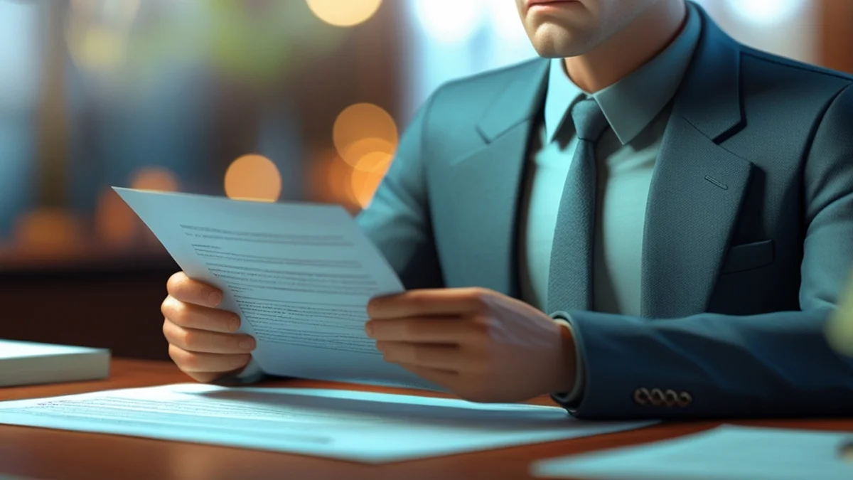 Advogado analisando contrato de financiamento de veículo com calculadora e óculos sobre a mesa, representando a revisão de cláusulas abusivas.