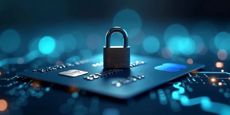 Cartão de crédito com cadeado de segurança, simbolizando clonagem e a proteção dos direitos da vítima contra fraude bancária.