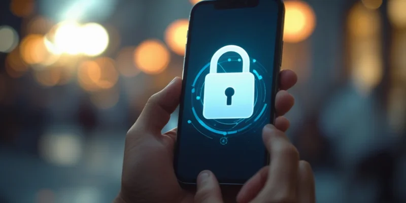Imagem de uma mão segurando um smartphone com o ícone de cadeado sobre um CPF, simbolizando a segurança de dados e a proibição de empresa consultar o CPF sem permissão. Contexto da Lei Geral de Proteção de Dados (LGPD) e direitos do consumidor.