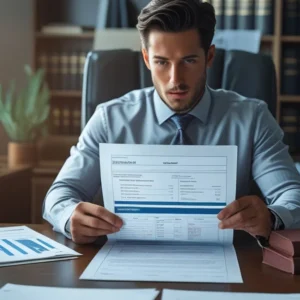 Advogado de Direito da Saúde analisando um laudo médico e uma negativa de plano de saúde para entrar com ação judicial e pedir liminar.