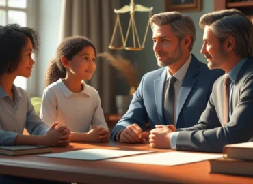 Herdeiros consultando documentos de inventário e contrato de aluguel de imóvel que está em nome de pessoa falecida.