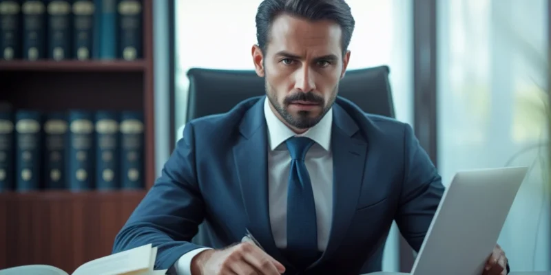 Advogado em São Paulo analisando matrícula de imóvel para comprovar venda em duplicidade por construtora.