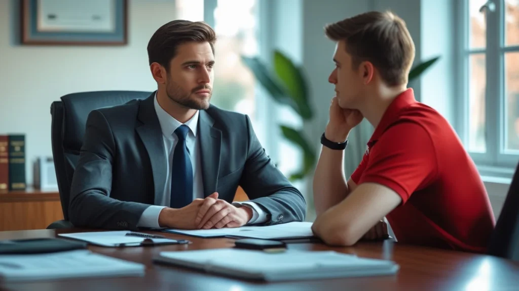Advogado em reunião consultiva explicando o processo de desbloqueio de conta bancária judicial em São Paulo.
