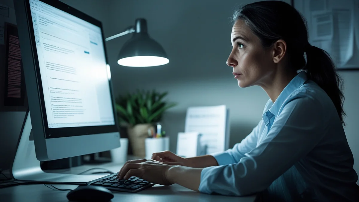 Pessoa aguardando com expectativa em frente ao computador, representando a espera pelos prazos de um processo de consumo.