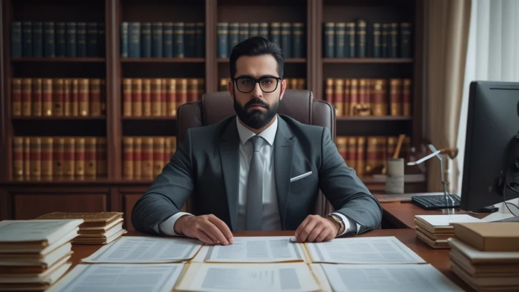 Advogado em São Paulo explicando documentos para processo de revisão de pensão alimentícia e capacidade contributiva.