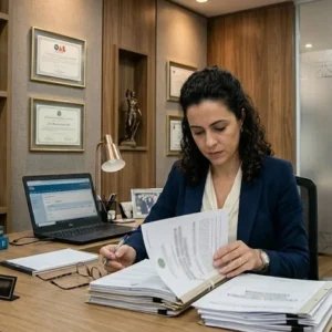 Advogado em São Paulo analisando processo de execução provisória trabalhista no sistema PJe.