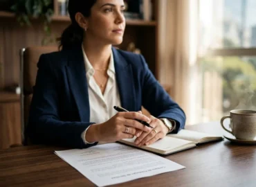 Profissional em escritório em São Paulo analisando documentos após demissão por doença grave para buscar seus direitos trabalhistas.