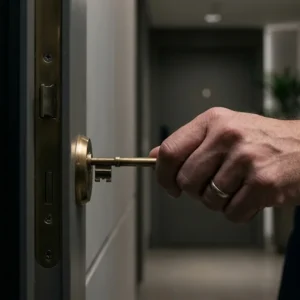 Sindico entrando em apartamento fechado com vazamento