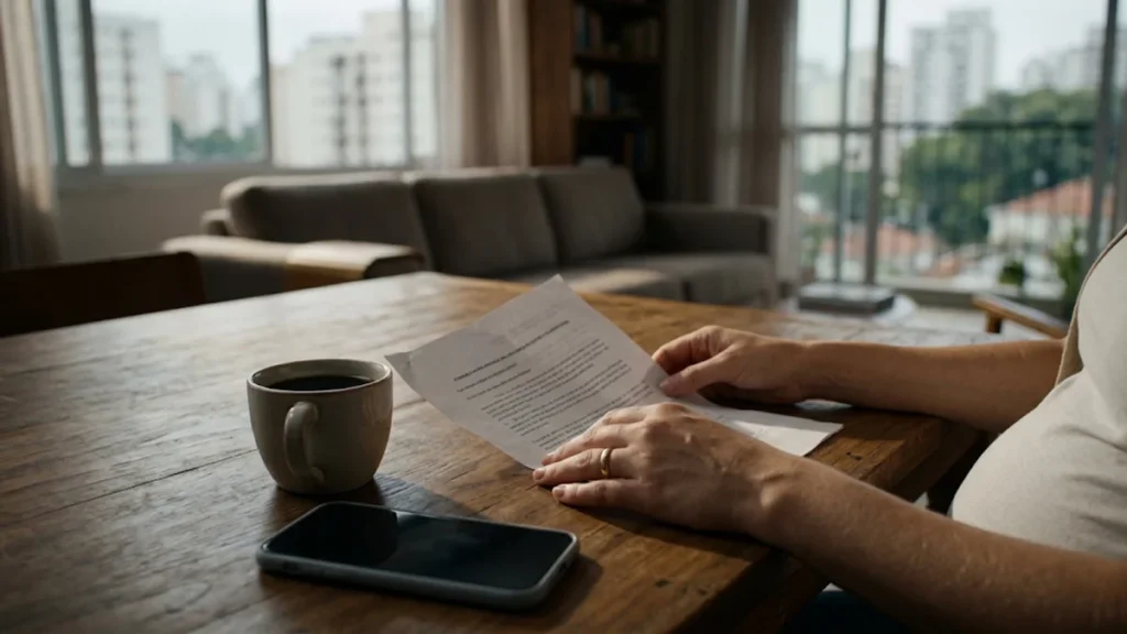 Mulher grávida segurando documento de rescisão de trabalho, ilustrando o risco da demissão durante a estabilidade provisória.