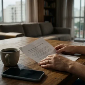 Mulher grávida segurando documento de rescisão de trabalho, ilustrando o risco da demissão durante a estabilidade provisória.